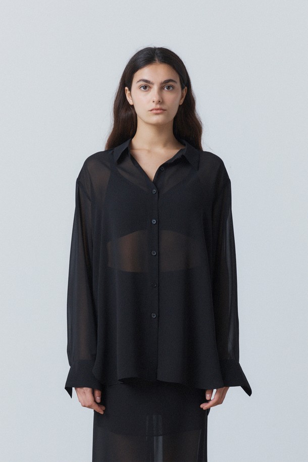 31THE - 셔츠 - Flimsy Sheer Shirt Black