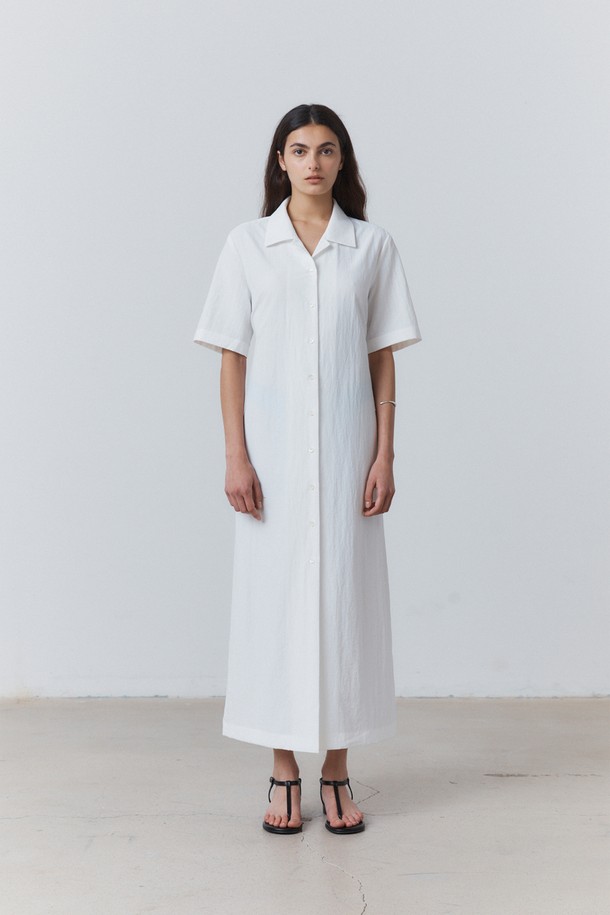 31THE - 반소매 원피스 - Light Blend Waist String Dress White