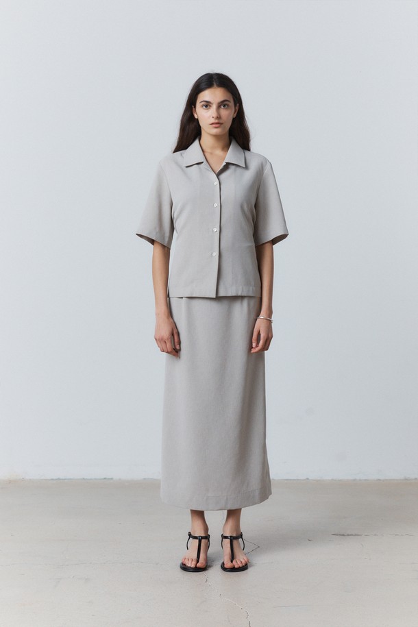 31THE - 셔츠 - Light Twill Waist String Shirt Gray Beige