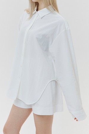 Side Unbalance Shirts White