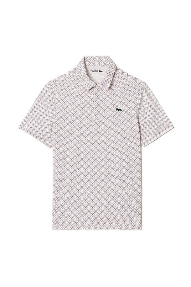 LACOSTE - 반팔티셔츠 - 라코스테 골프 남성 UV차단 프린트 반소매 골프 폴로 아이보리 DH517551MBI