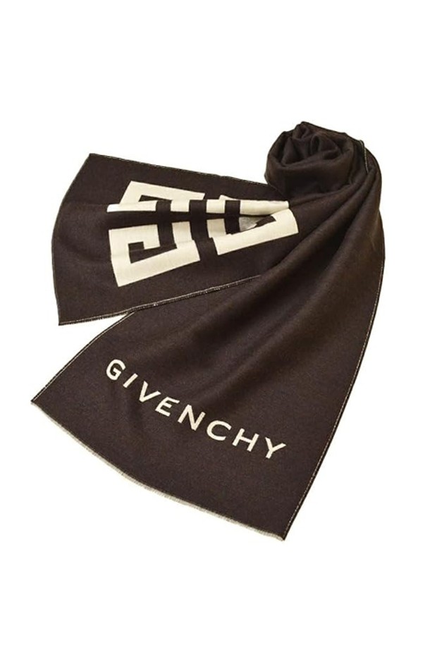 GIVENCHY - 스카프/머플러 - 지방시 4G 투톤 로고 실크 울 머플러 브라운 GV3518