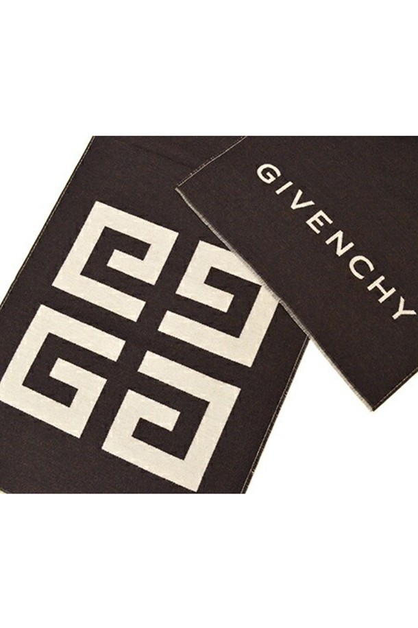 GIVENCHY - 스카프/머플러 - 지방시 4G 투톤 로고 실크 울 머플러 브라운 GV3518