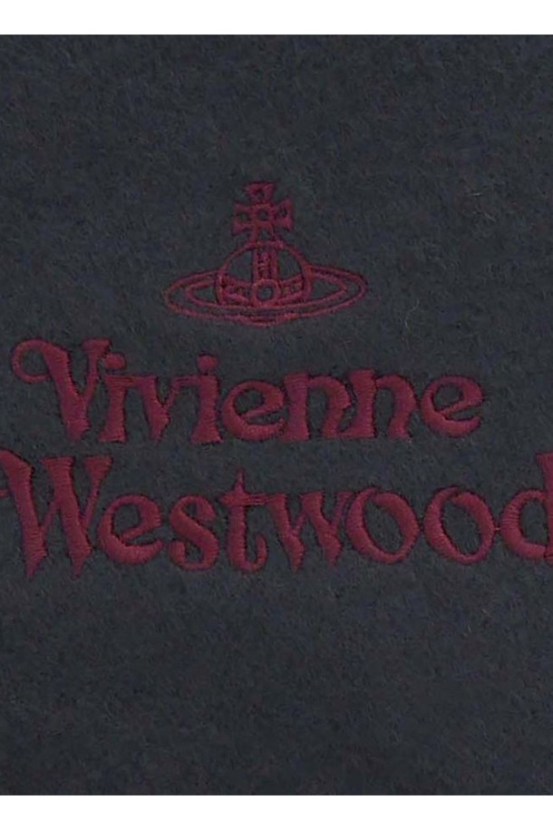 Vivienne Westwood - 스카프/머플러 - 비비안웨스트우드 FW24 엠브로이더드 로고 울 머플러 다크그레이 81030007-P408