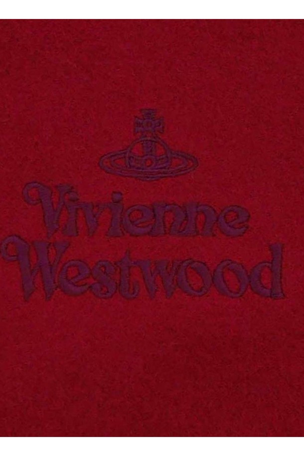 Vivienne Westwood - 스카프/머플러 - 비비안웨스트우드 FW24 엠브로이더드 로고 울 머플러 보르도 81030007-I401