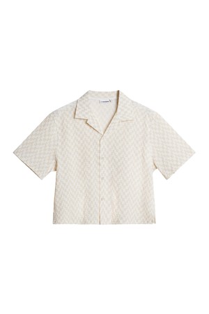 제이린드버그 SS26 여성 리브 링클 골프 셔츠 문빔 BWST15130