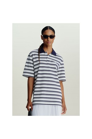 제이린드버그 SH26 여성 TROND 스트라이프 반팔 네이비 POLO BMJT16641-6855