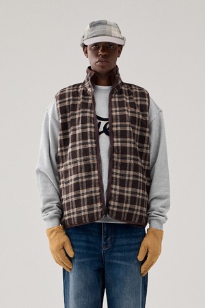 REVERSIBLE FLEECE VEST_BROWN-a