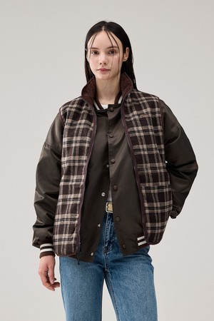 (W)REVERSIBLE FLEECE VEST_BROWN-a