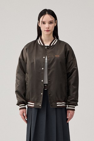 (W)BASIC STADIUM JACKET_BROWN-a