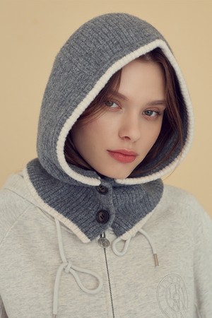 니트 버튼 바라클라바 CHARCOAL