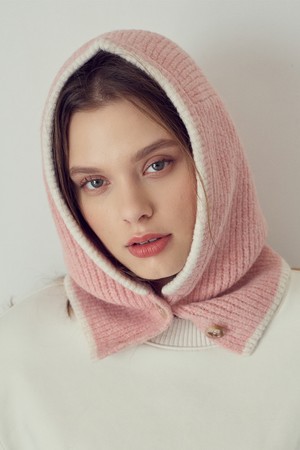 니트 버튼 바라클라바 PINK