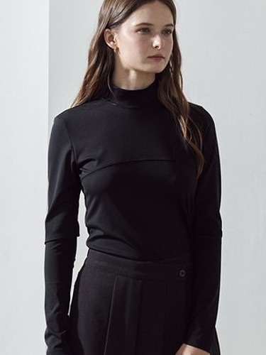 슬림 소프트 폴라 티셔츠 BLACK-a