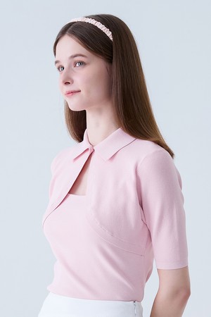 볼레로 카라 니트 PINK