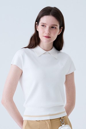 라운드 넥 카라 나시 니트 WHITE
