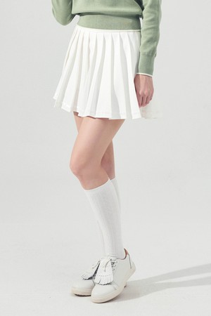 라인 플리츠 스커트 WHITE