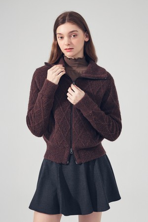 케이블 방풍 집업 니트 BROWN