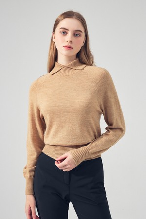 앙고라 스탠 카라 홀가먼트 니트 BEIGE