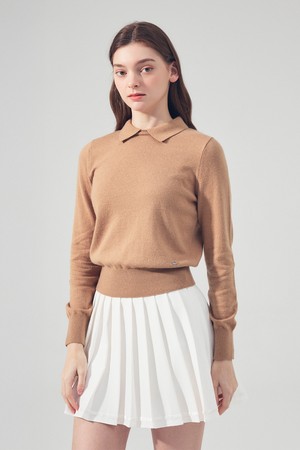 캐시미어 라운드 넥 카라 니트 BEIGE