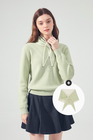 머플러 풀오버 방풍 니트 L/KHAKI