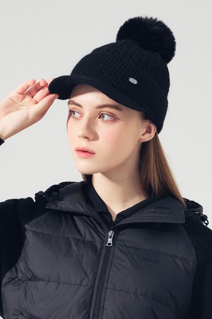 방울 니트 볼캡 BLACK_BLACK-a