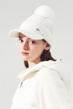 방울 니트 볼캡 WHITE