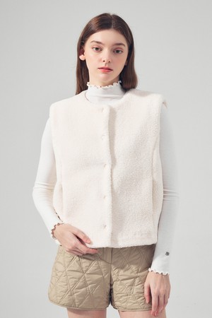 FAUX 퍼 베스트 IVORY