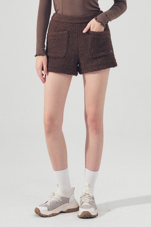 울 부클 숏팬츠 BROWN