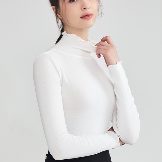 소프트 모크넥 긴팔 티셔츠 IVORY