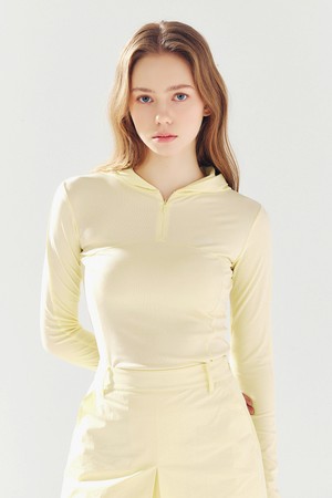 시스루 후드 티셔츠 YELLOW