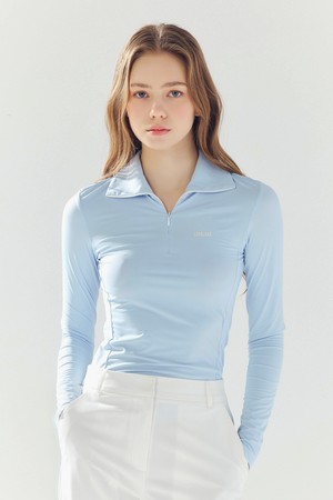 쿨 슬림 지퍼 카라넥 티셔츠 S/BLUE