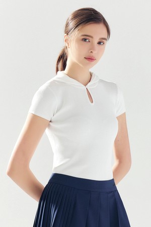 골지 후드 니트 WHITE