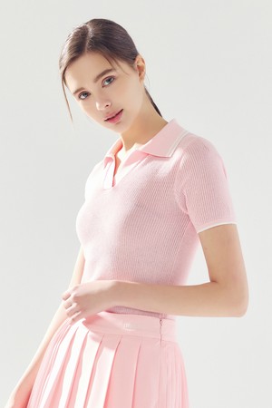 스카시 배색 카라 니트 PINK_PINK-a