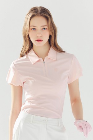 퍼프 소매 카라 반팔 티셔츠 PINK