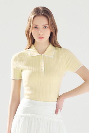 스캘럽 골지 카라 니트 YELLOW