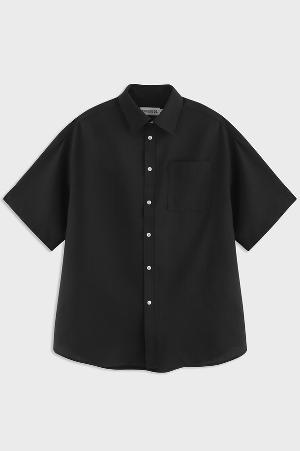 ASHOUR - 반팔셔츠 - Single Pocket Shirts Black