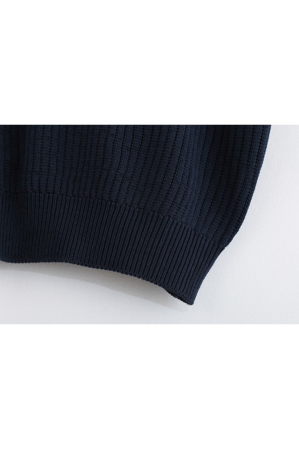 ASHOUR - 스웨터 - Puff Sleeve Half Knit Navy