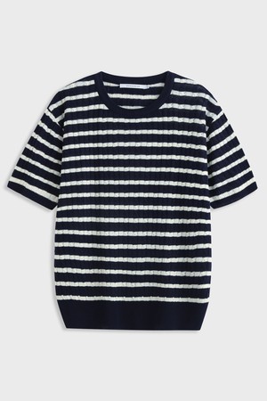 Stripe Cable Knit Navy