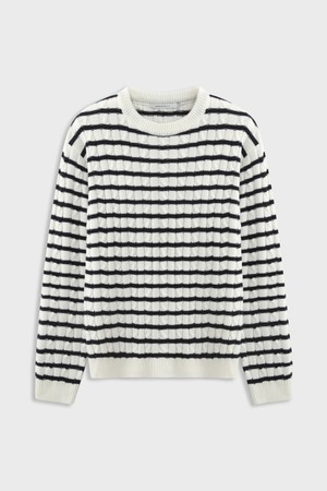 Cable Stripe Knit Ecru