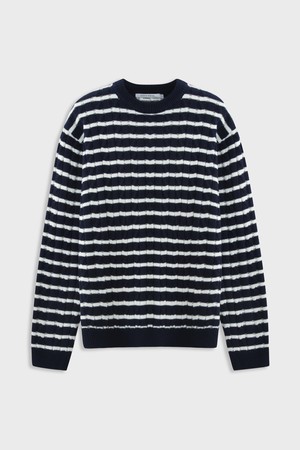 Cable Stripe Knit Navy