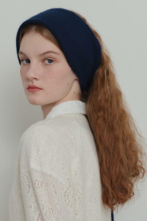 POEV - 헤어 ACC - Two-way Knitted Hair Band - Navy