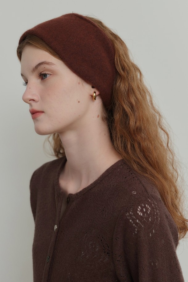 POEV - 헤어 ACC - Two-way Knitted Hair Band - Brown