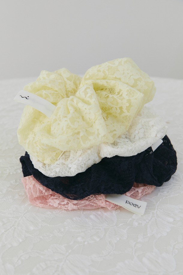 POEV - 헤어 ACC - Lace Big Scrunchie - Yellow