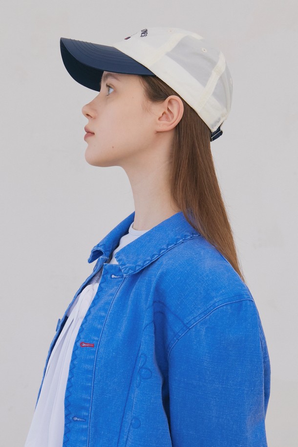 POEV - 모자 - Flower Shirring Ball Cap - White/Navy