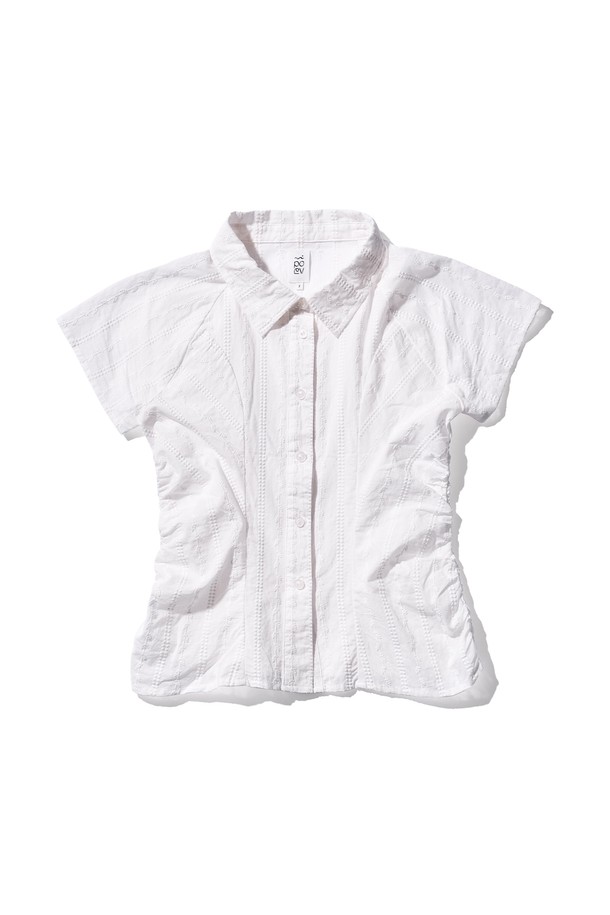 POEV - 셔츠 - Broderie Shirring Shirt - White