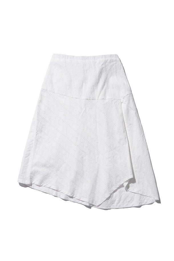 POEV - 미디스커트 - Broderie Asymmetric Skirt - White