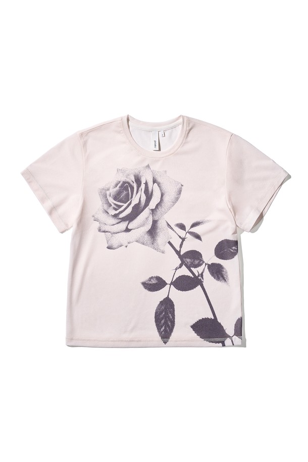 POEV - 반소매 티셔츠 - Rose Printed T-shirt - Ivory