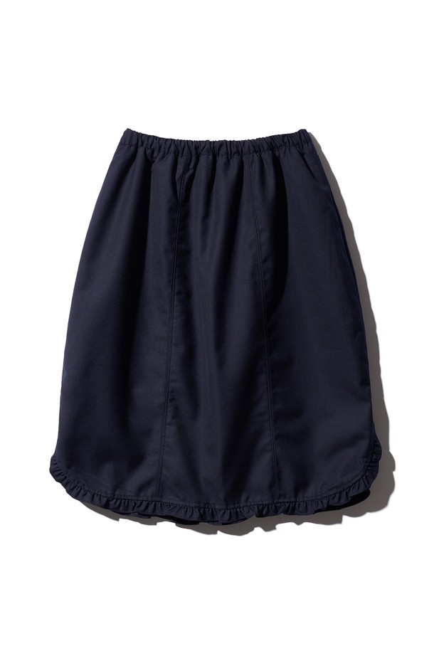 POEV - 미디스커트 - Solid Frill Skirt - Dark Navy