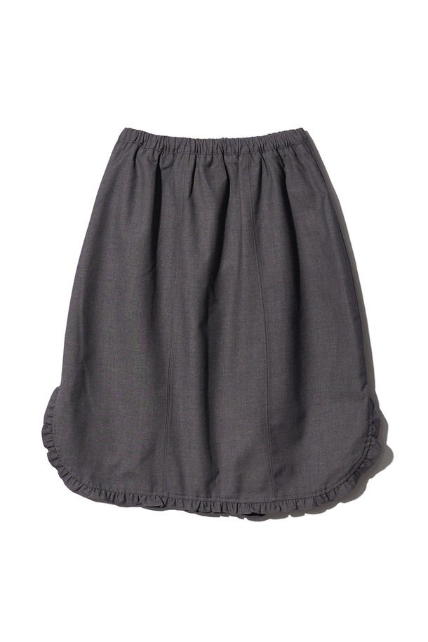 POEV - 미디스커트 - Solid Frill Skirt - Grey