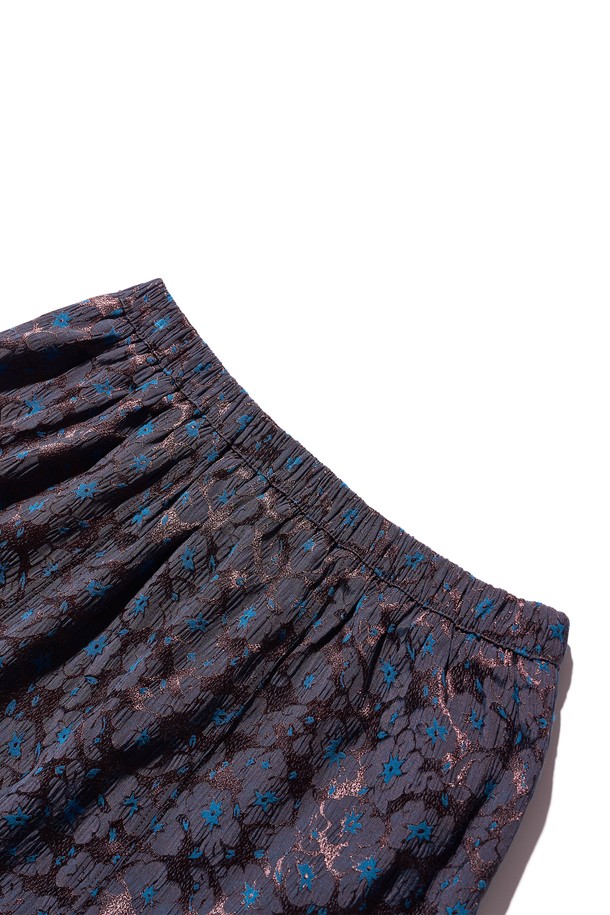 POEV - 미디스커트 - Jacquard Frill Skirt - Blue Brown